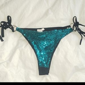 COPY - Teal sequin string bikini bottoms